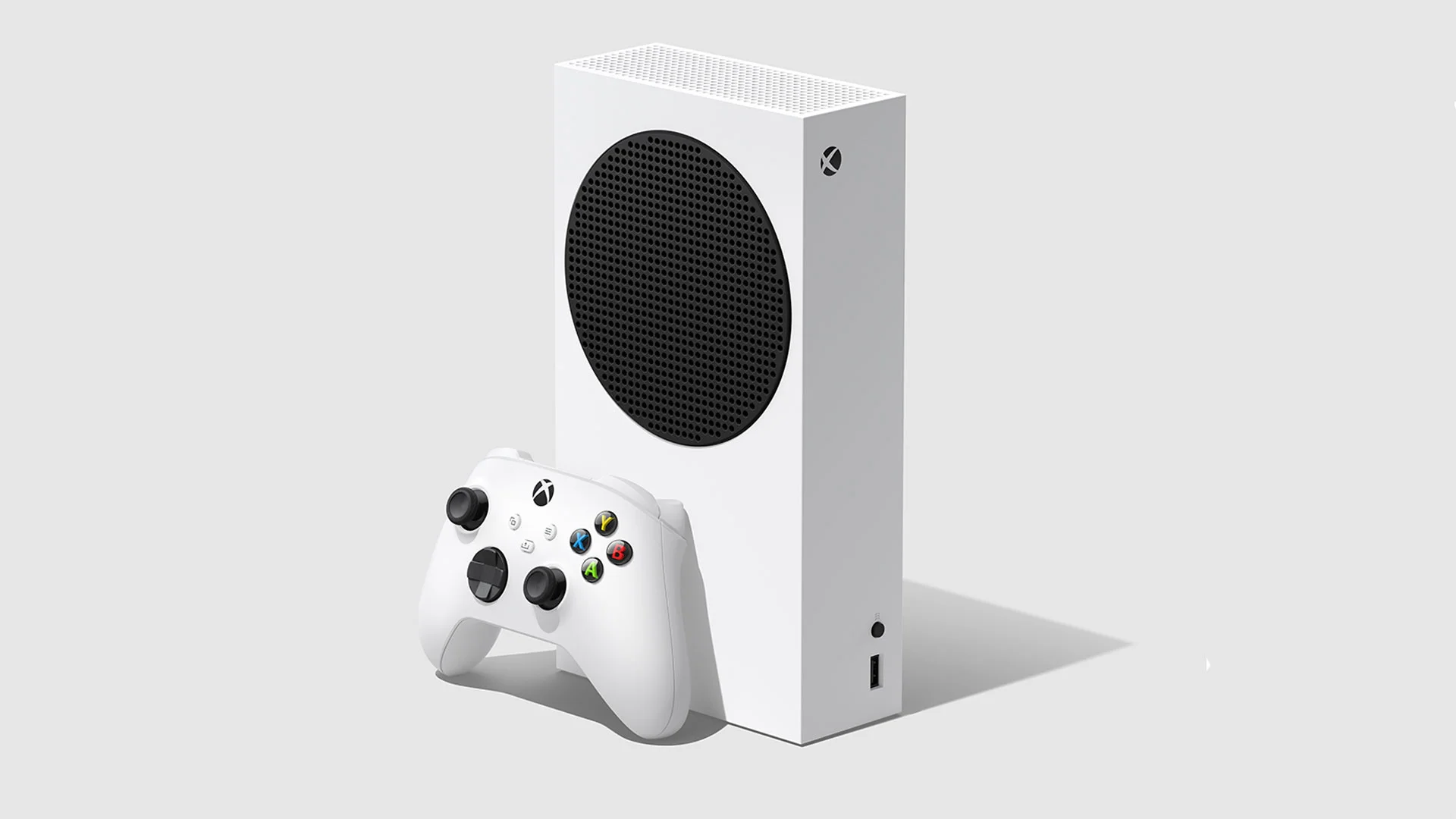 Xbox Serie S blanca de pie